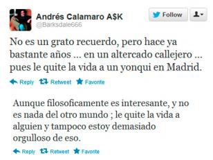 ANDRES CALAMARO ASEGURO POR TWITTER QUE HABRIA MATADO A UN HOMBRE EN ESPA�A