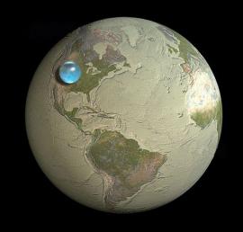 Foto : C�mo se ver�a el planeta Tierra si colocaramos toda el agua en un solo lugar