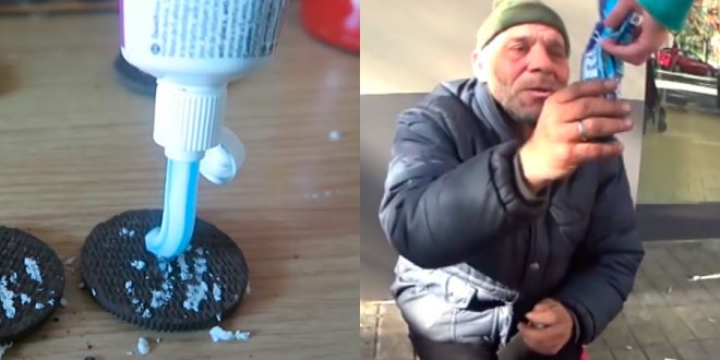 Le da galletitas Oreo con pasta de dientes a un indigente para conseguir mas visitas en Youtube