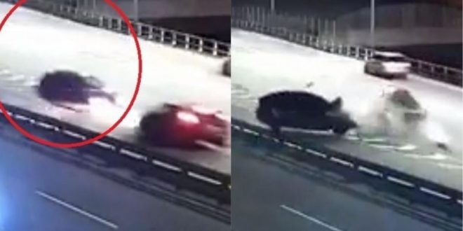 Video: Subió a la autopista 25 de mayo en contramano y chocó de frente