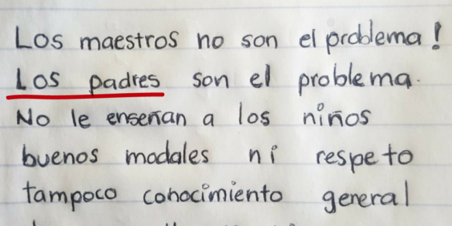 Carta de una profesora jubilada : “Los padres son el problema”