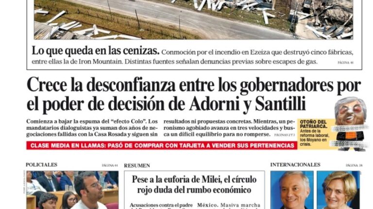 Portada del Diario PERFIL: Domingo 16 de noviembre de 2025