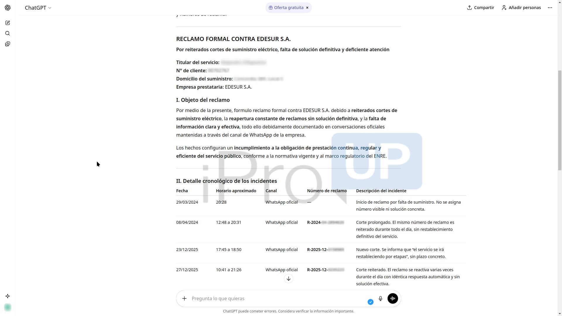 Uso de IA para reclamos