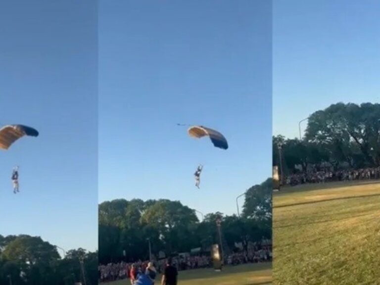 Paracaidista sufre caída y queda herido tras aterrizaje fallido