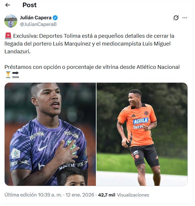 Refuerzos de Deportes Tolima