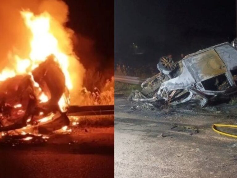 Cuatro muertos y una joven herida grave tras volcadura de auto en llamas