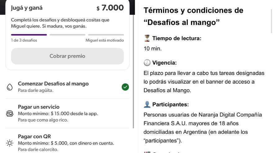 Detalles de la promoción de Naranja X
