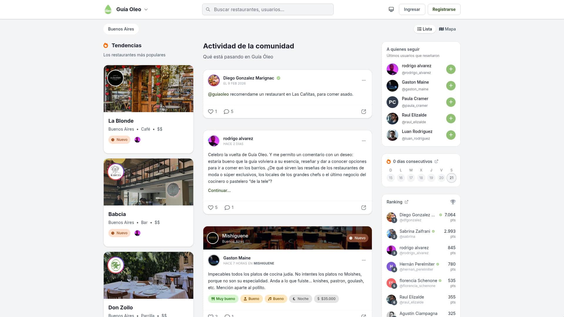 Una vista del nuevo Guía Oleo