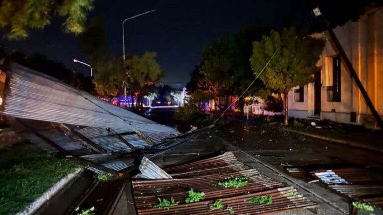 Temporal en Coronel Moldes: Techos volados, postes caídos y vientos de hasta 120 km/h