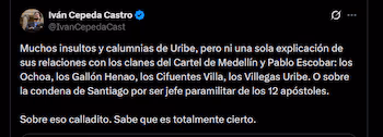Iván Cepeda - crédito @IvanCepedaCast/X