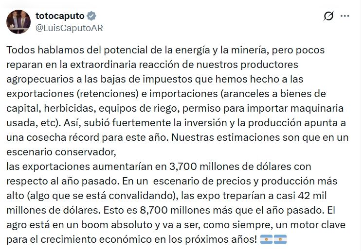 Publicación sobre agro