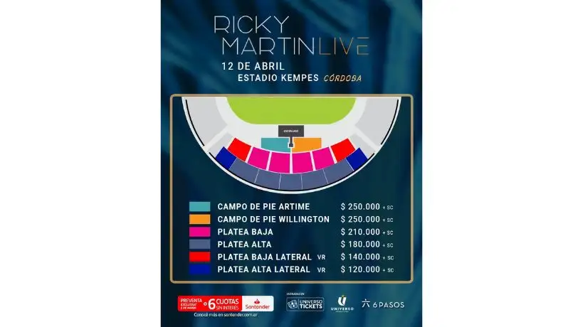 Valor de las entradas de Ricky Martin
