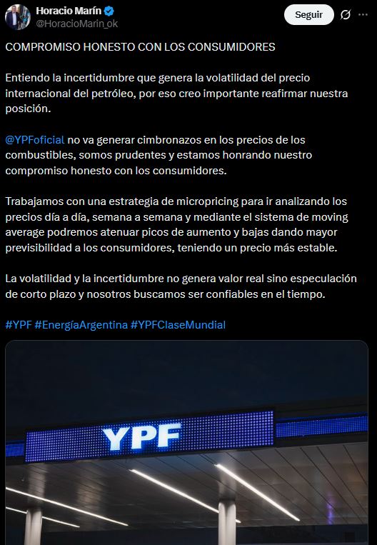 Horacio Marín, presidente de YPF
