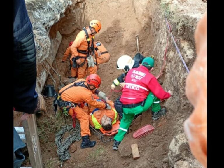 Tres obreros heridos en derrumbe de excavación cerca del puente Labruna en Núñez