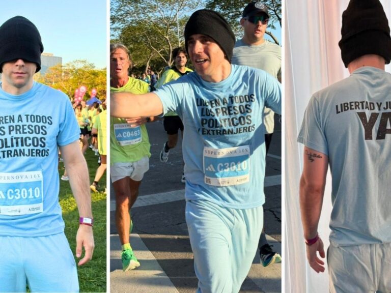 Nahuel Gallo corre maratón vestido de prisionero en protesta por la libertad de presos políticos en Venezuela