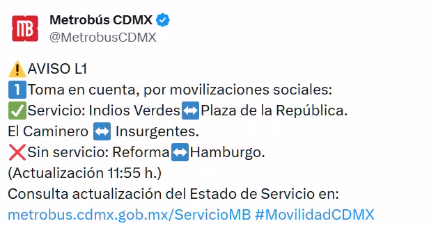 Detalles del servicio de transporte público.