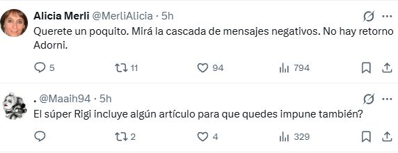 Reacciones en Twitter a la gestión de Adorni