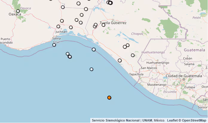 Temblor reportado en Chiapas. (SSN)