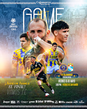 Anuncio del partido FC Cajamarca vs Sporting Cristal