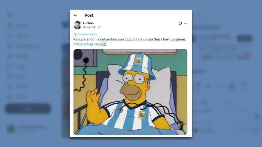 Posteos en X del partido Argentina vs Suiza