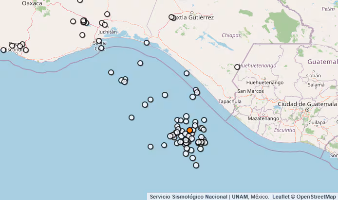 Temblor reportado en Chiapas.