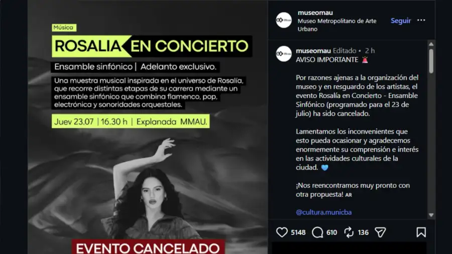 Cancelación de Rosalía en Córdoba