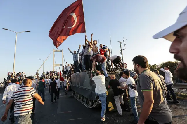 Partidarios de Erdogan en el intento de golpe de Estado