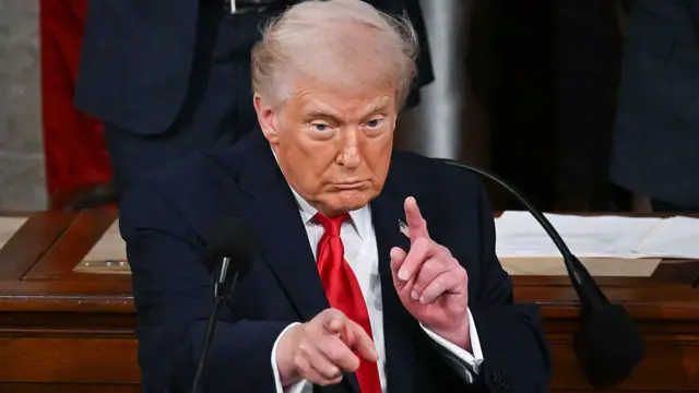 Trump durante el Discurso del Estado de la Unión.