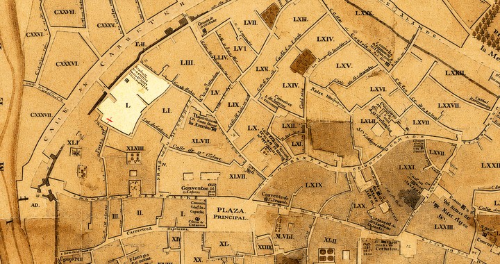 El antiguo mapa que ubicaba la manzana y el número de casa de la familia San Martín.