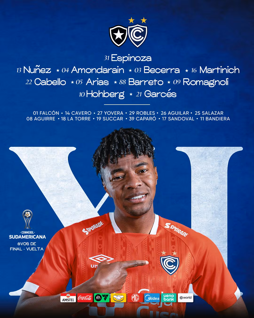 Once de Cienciano para la vuelta con Botafogo por Copa Sudamericana 2026 - Crédito: X.